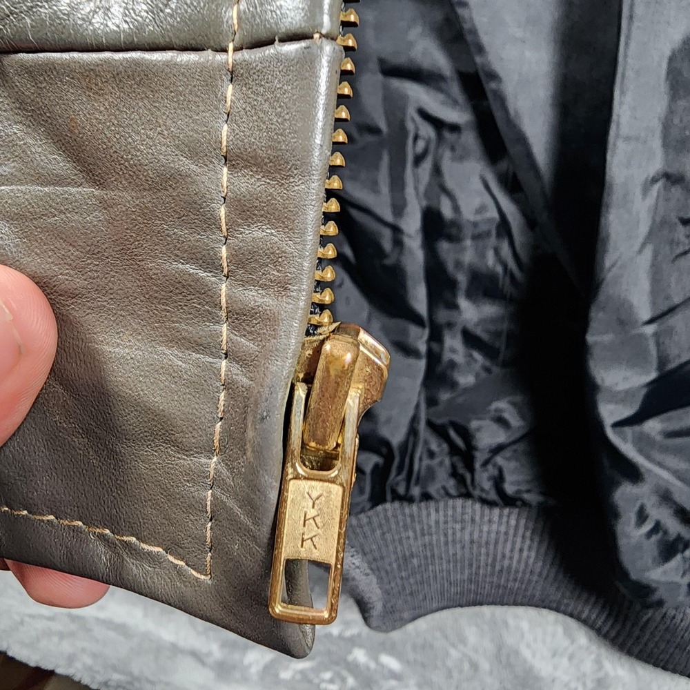 VINTAGE‎ Jean Pierre Leather Bomber Jacket Mens 42 Long Gray Made Argentina 60s - Picture 13 of 16